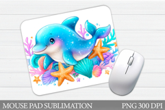 Dolphin Mouse Pad Design. Sea Mouse Pad Sublimation Product Image 1