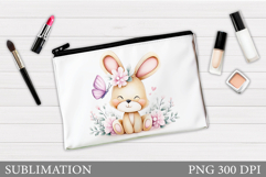 Cute Bunny Cosmetics Bag. Summer Bunny Makeup Bag Design Product Image 1