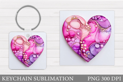Heart Keychain Sublimation. Valentine Keychain Design Product Image 1