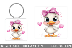 Cute Duck Keychain Design. Funny Duck Sublimation Product Image 1