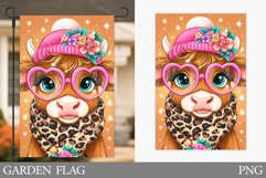 Highland Cow Garden Flag. Summer Cow Garden Flag Design Product Image 1