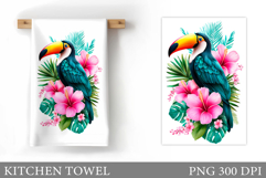 Toucan Kitchen Towel. Tropical Kitchen Towel Sublimation Product Image 1