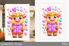 Valentines Cow Garden Flag. Valentines Garden Flag Design Product Image 1