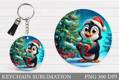 Cute Penguin Keychain Design. Christmas Keychain Sublimation Product Image 1