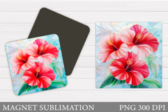 Tropical Flowers Magnet. Flowers Magnet Sublimation Product Image 1