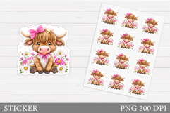 Cute Cow Sticker Design. Cow Sticker Printable Product Image 1