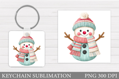 Christmas Snowman Keychain. Christmas Keychain Sublimation Product Image 1