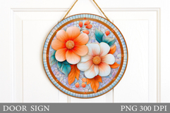 Flowers Door Sign Design. Floral Door Sign Sublimation Product Image 1
