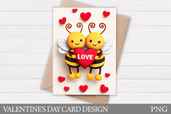 Valentines Bee Card Printable. Valentines Card Design Product Image 1