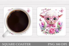Spring Lamb Coaster Sublimation. Spring Coaster Design Product Image 1