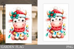 Christmas Cow Garden Flag. Christmas Garden Flag Sublimation Product Image 1