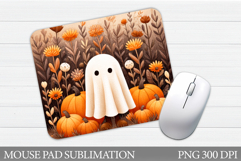 Cute Ghost Mouse Pad Design. Halloween Mouse Pad Sublimation Product Image 1