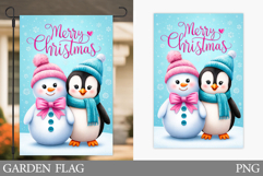 Snowman Garden Flag Design. Christmas Penguin Garden Flag Product Image 1