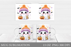 Cute Ghost Mug Design. Halloween Mug Sublimation Product Image 1