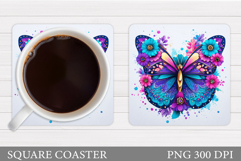 Butterfly Coaster Design. Butterfly Square Coaster Product Image 1