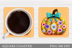 Pumpkin Coaster Design. Floral Pumpkin Sublimation Product Image 1