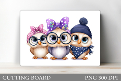 Cute Owls Cutting Board Design. Cute Owls Sublimation Product Image 1