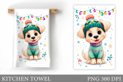 Cute Dog Kitchen Towel. Christmas Dog Kitchen Towel Design Product Image 1