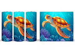Turtle Tumbler Wrap Design. Turtle Tumbler Wrap Sublimation Product Image 2