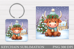 Christmas Cow Keychain. Christmas Keychain Design Product Image 1