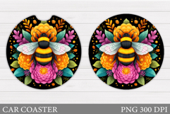 Bee Car Coaster Design. Bee Coaster Sublimation Product Image 1