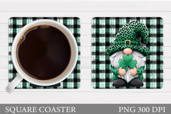 St Patrick Gnome Coaster. St Patrick Coaster Sublimation Product Image 1