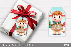 Christmas Cow Gift Tag Design. Christmas Gift Tag Printable Product Image 1