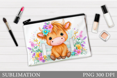 Cute Cow Cosmetics Bag. Cow Makeup Bag Sublimation Product Image 1