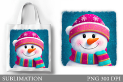 Snowman Tote Bag Sublimation. Christmas Tote Bag Design Product Image 1