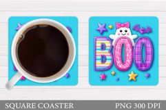 Ghost Boo Coaster Design. Cute Halloween Sublimation Product Image 1