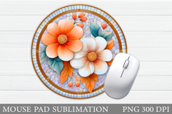 Flowers Mouse Pad Sublimation. Floral Mouse Pad Design Product Image 1