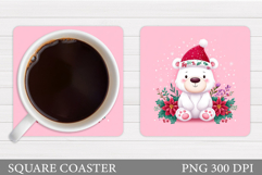 Christmas Bear Coaster Design. Christmas Coaster Sublimation Product Image 1
