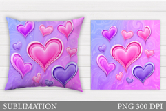 Hearts Pillow Design. Valentines Pillow Sublimation Product Image 1