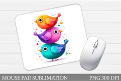 Cute Birds Mouse Pad Design. Funny Birds Mouse Pad Product Image 1