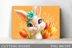 Cute Bunny Cutting Board. Bunny Flowers Cutting Board Design Product Image 1
