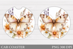 Butterfly Car Coaster Design. Butterfly Sublimation Product Image 1