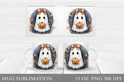 Halloween Ghost Mug Design. Cute Halloween Mug Sublimation Product Image 1