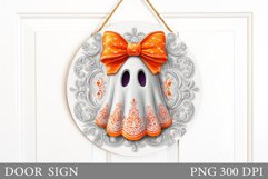 Cute Ghost Door Sign Sublimation. Halloween Door Sign Design Product Image 1