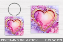 Heart Keychain Design. Valentine Keychain Sublimation Product Image 1