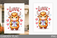 Valentines Cow Garden Flag. Valentines Garden Flag Design Product Image 1