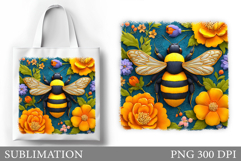 Bee Sublimation. Bee Tote Bag Sublimation Product Image 1