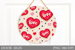 Valentines Door Sign Sublimation. Hearts Door Sign Design Product Image 1