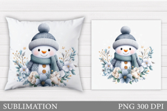 Christmas Snowman Pillow. Christmas Pillow Design Product Image 1