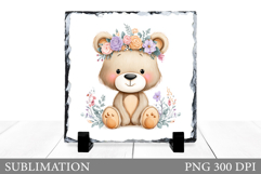 Cute Bear Sublimation. Summer Bear Slate Sublimation Product Image 1