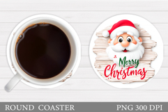 Cute Santa Coaster Sublimation. Santa Claus Coaster Design Product Image 1