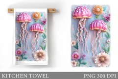 Jellyfish Kitchen Towel Design. Jellyfish Sublimation Product Image 1