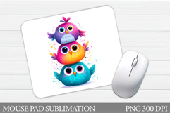 Cute Birds Mouse Pad Design. Funny Birds Mouse Pad Product Image 1