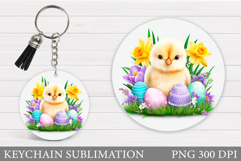 Easter Chick Keychain Sublimation. Easter Keychain Design Product Image 1