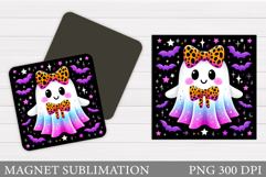 Cute Ghost Magnet Design. Halloween Magnet Sublimation Product Image 1