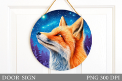 Fox Door Sign Design. Christmas Door Sign Sublimation Product Image 1